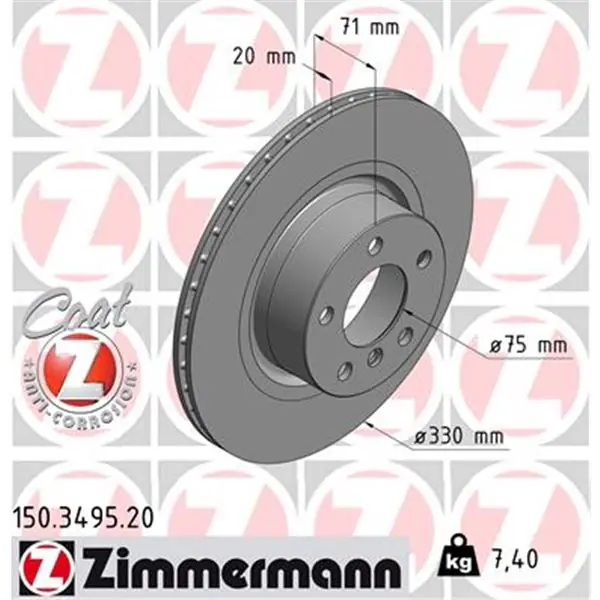 Disco de freno eje trasero (Gama COAT Z) ZIMMERMANN 150349520 Gran Oferta
