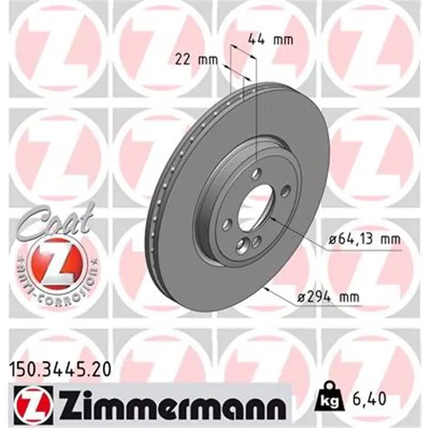 Disco de freno eje delantero (Gama COAT Z) ZIMMERMANN 150344520 Original