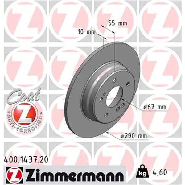 Precio De Oferta Disco de freno eje trasero (Gama COAT Z) ZIMMERMANN 400143720
