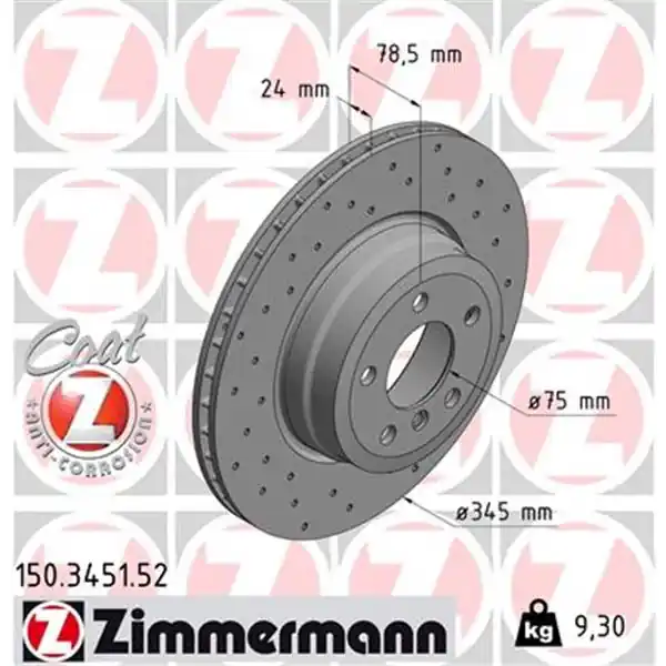Precio Rebajado Disco de freno eje trasero (Gama SPORT COAT Z) ZIMMERMANN 150345152