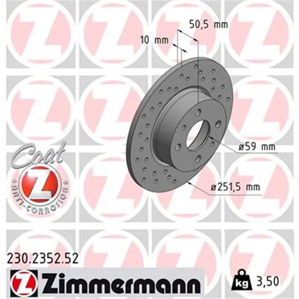 Oferta Especial Disco de freno eje trasero (Gama SPORT COAT Z) ZIMMERMANN 230235252
