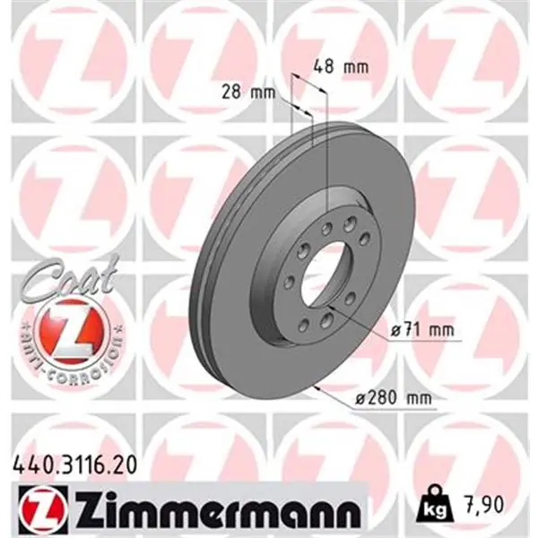 Envío Exprés Disco de freno eje delantero (Gama COAT Z) ZIMMERMANN 440311620