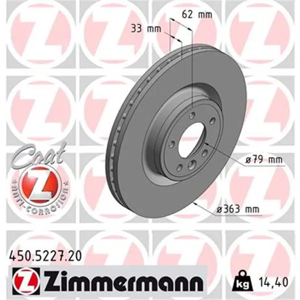 Disco de freno eje delantero (Gama COAT Z) ZIMMERMANN 450522720 Precio Económico