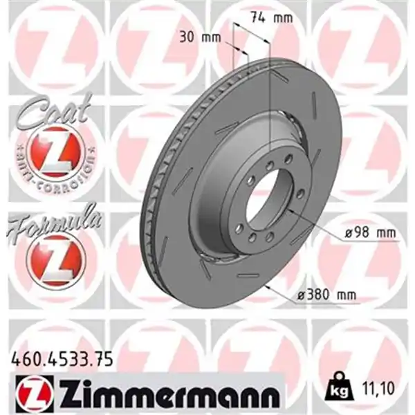 Disco de freno eje trasero, derecha (Gama FORMULA Z) ZIMMERMANN 460453375 Imprescindible (Must-Have)
