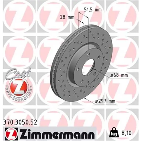Disco de freno eje delantero (Gama SPORT COAT Z) ZIMMERMANN 370305052 Envío Inmediato