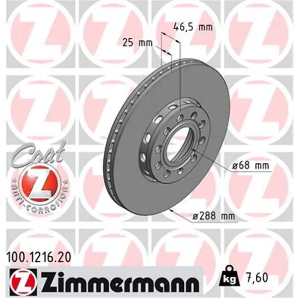Disco de freno eje delantero (Gama COAT Z) ZIMMERMANN 100121620 Ordena Ya