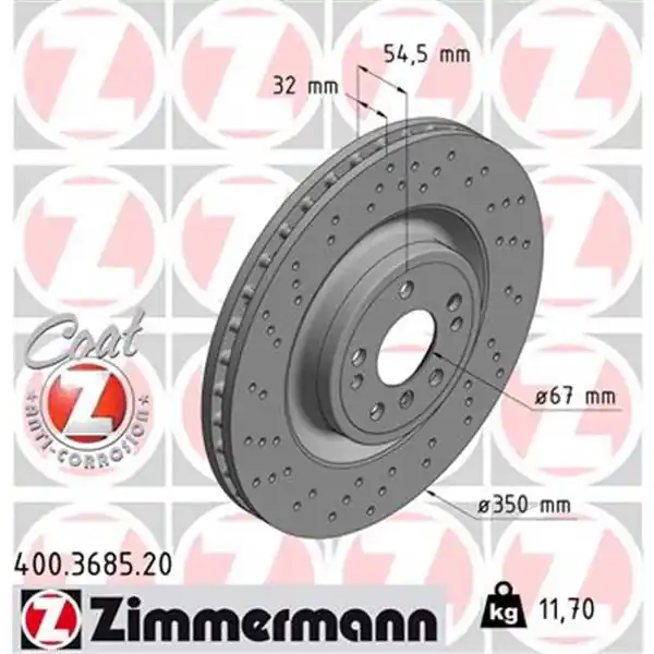 Disco de freno eje delantero (Gama COAT Z) ZIMMERMANN 400368520 Auténtico