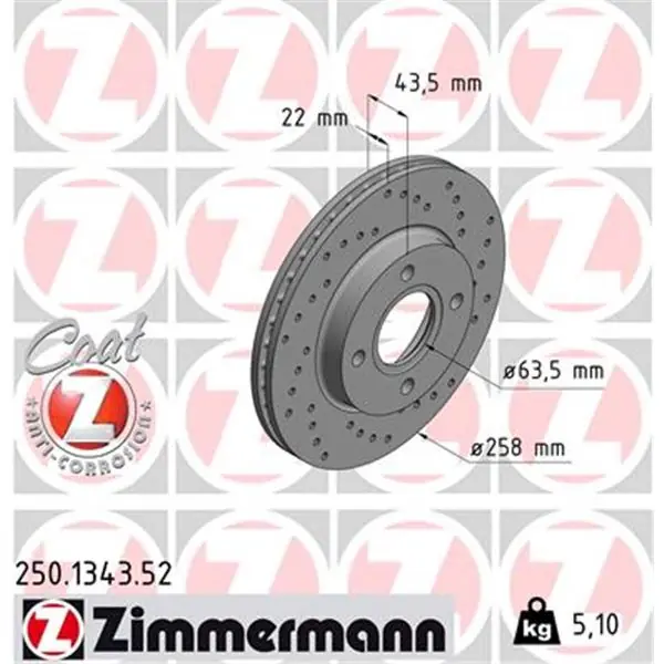 Barato Disco de freno eje delantero (Gama SPORT COAT Z) ZIMMERMANN 250134352