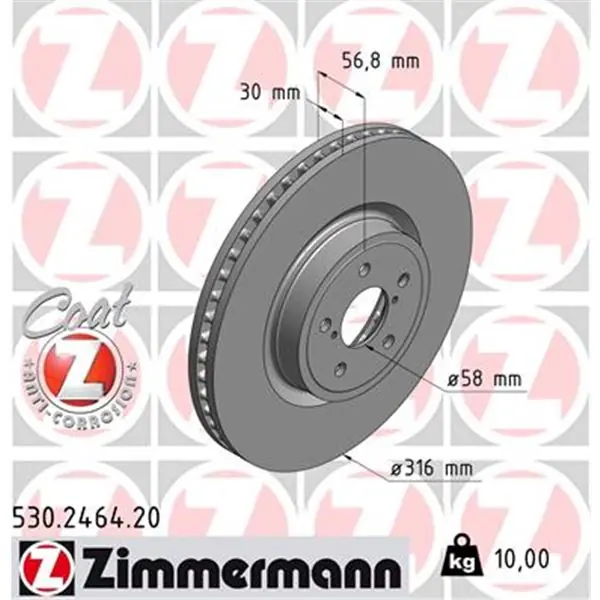Disco de freno eje delantero (Gama COAT Z) ZIMMERMANN 530246420 Precio Rebajado