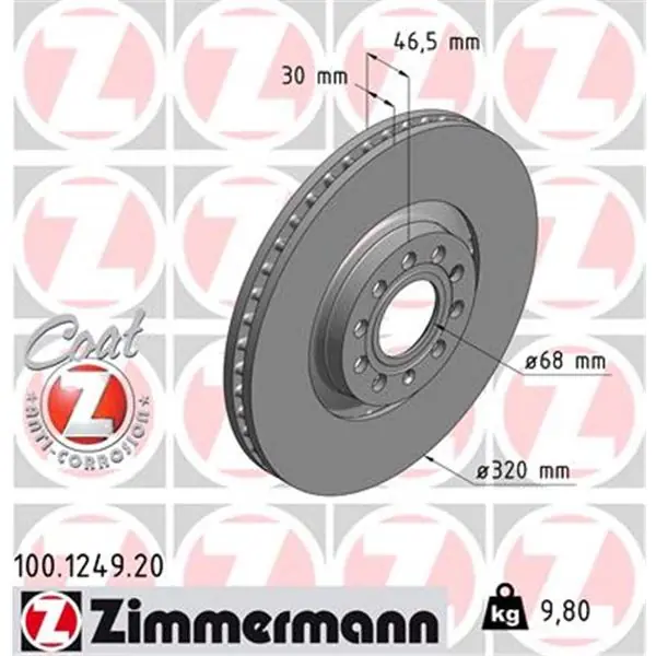 Súper Precio Disco de freno eje delantero (Gama COAT Z) ZIMMERMANN 100124920