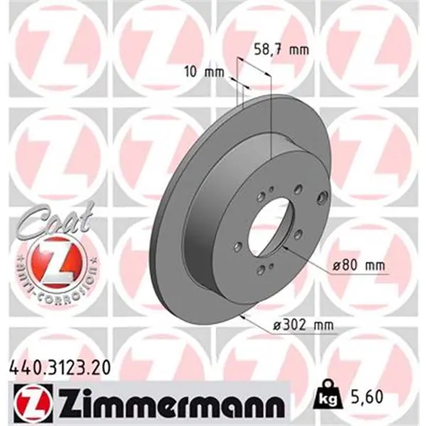Promoción Exclusiva Disco de freno eje trasero (Gama COAT Z) ZIMMERMANN 440312320
