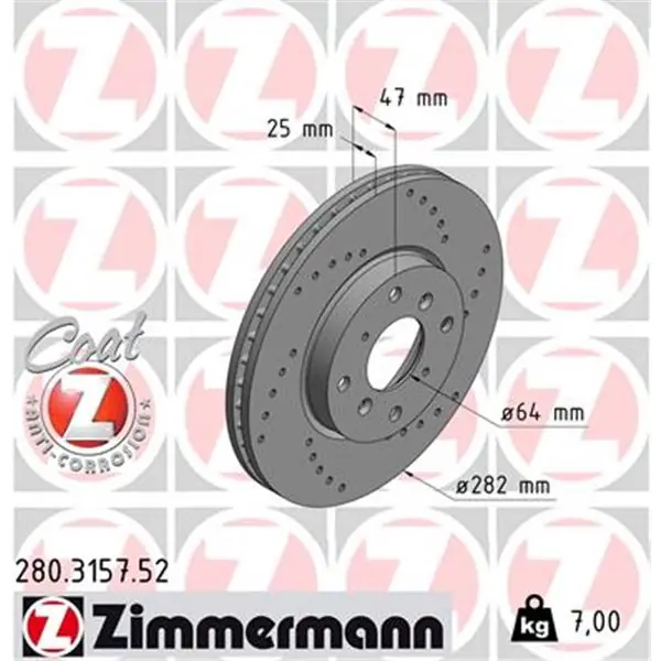 Disco de freno eje delantero (Gama SPORT COAT Z) ZIMMERMANN 280315752 Moderno