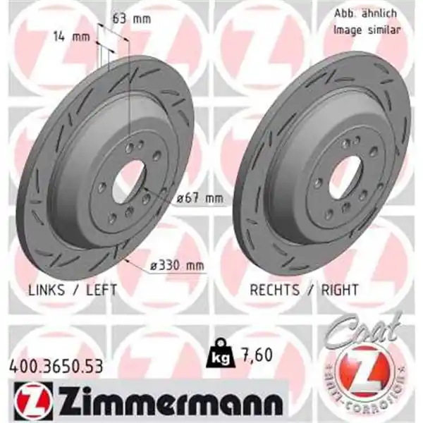 Última Oportunidad Disco de freno eje trasero (Gama BLACK Z) ZIMMERMANN 400365053