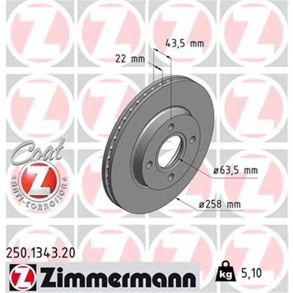 Disco de freno eje delantero (Gama COAT Z) ZIMMERMANN 250134320 Última Oportunidad
