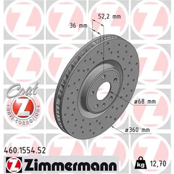 Garantía Incluida Disco de freno eje delantero, izquierda (Gama SPORT COAT Z) ZIMMERMANN 460155452