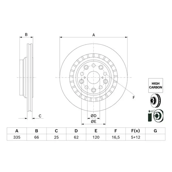 Disco de freno BOSCH 0986479H64 Precio De Oferta