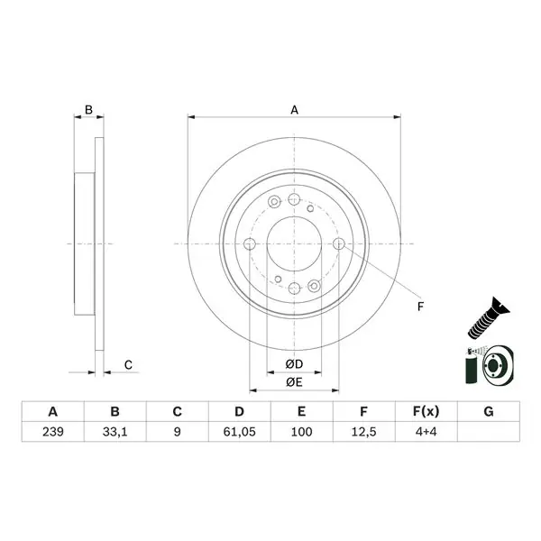Disco de freno BOSCH 0986479E95 Stock Limitado
