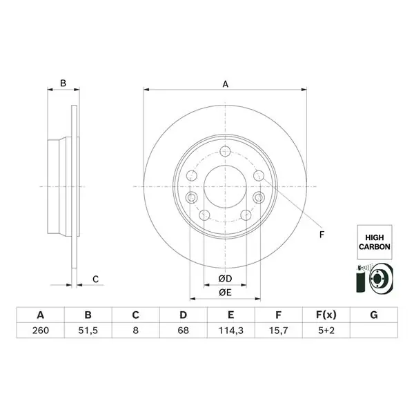 Garantía De Devolución De Dinero Disco de freno BOSCH 0986479H61