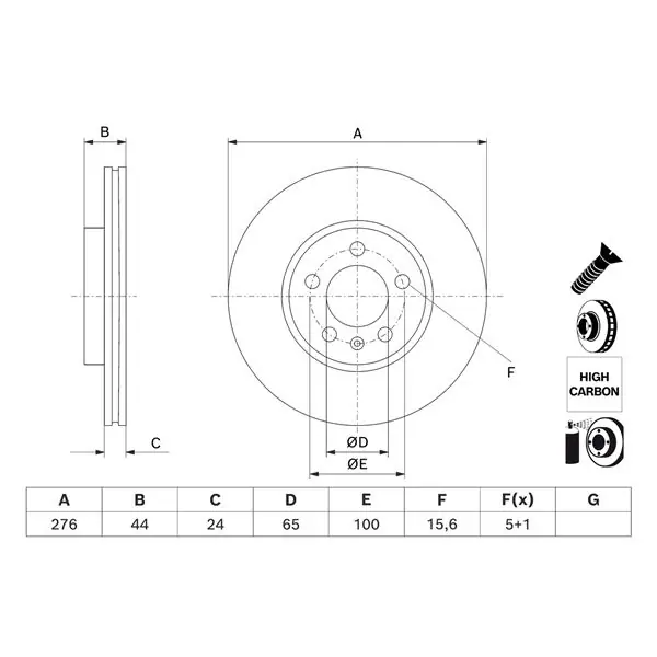 Máxima Calidad Disco de freno BOSCH 0986479H71