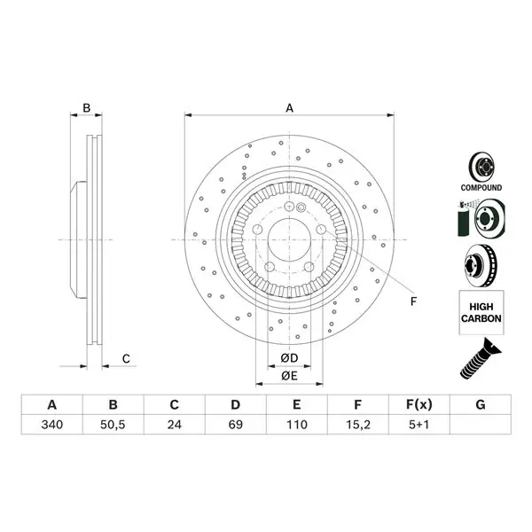 Disco de freno compuesto BOSCH 0986479H40 Compra Ahora