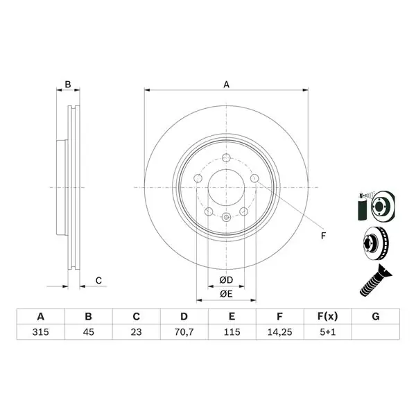 Mejor Calidad Disco de freno BOSCH 0986479F85