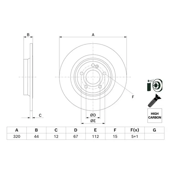 Disco de freno BOSCH 0986479F13 Lujoso