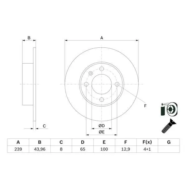 Alta Calidad Disco de freno BOSCH 0986479V90