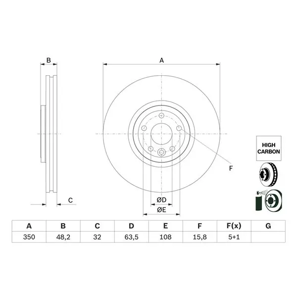 Disco de freno BOSCH 0986479G33 Última Versión