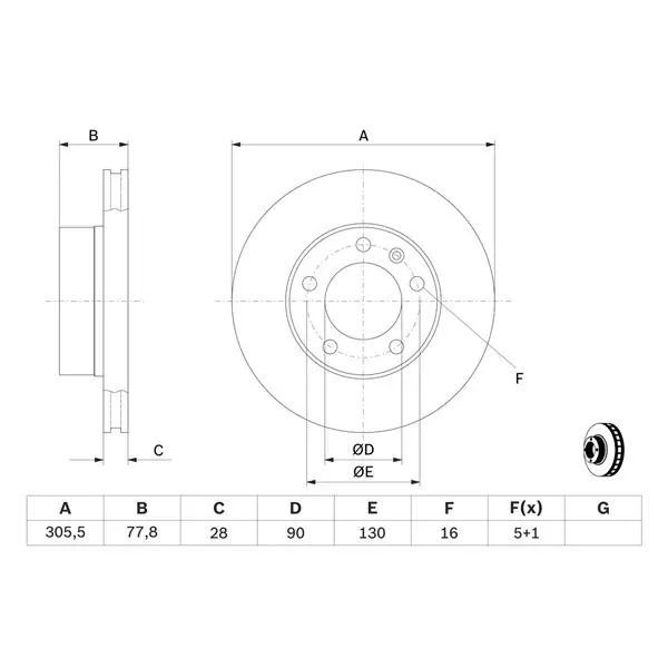 Disco de freno BOSCH 0986479B59 Máxima Calidad