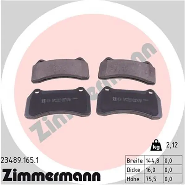 Tendencia Juego de pastillas de freno ZIMMERMANN 234891651