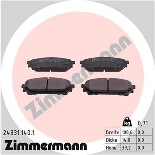 Envío Inmediato Juego de pastillas de freno ZIMMERMANN 243311401