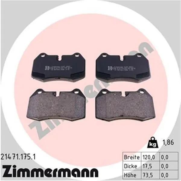 Mejor Calidad Juego de pastillas de freno ZIMMERMANN 214711751