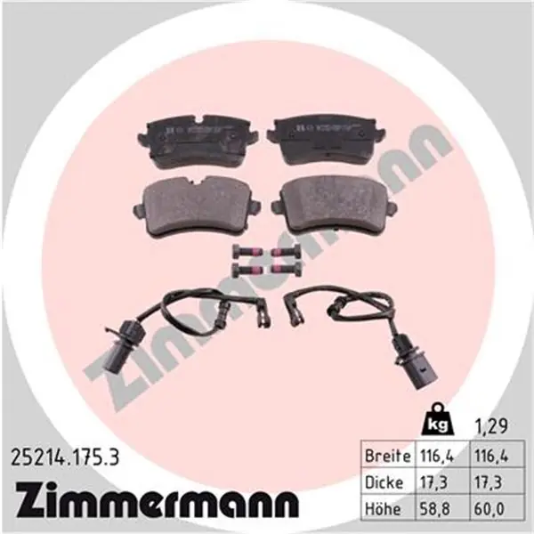 Garantía Incluida Juego de pastillas de freno ZIMMERMANN 252141753
