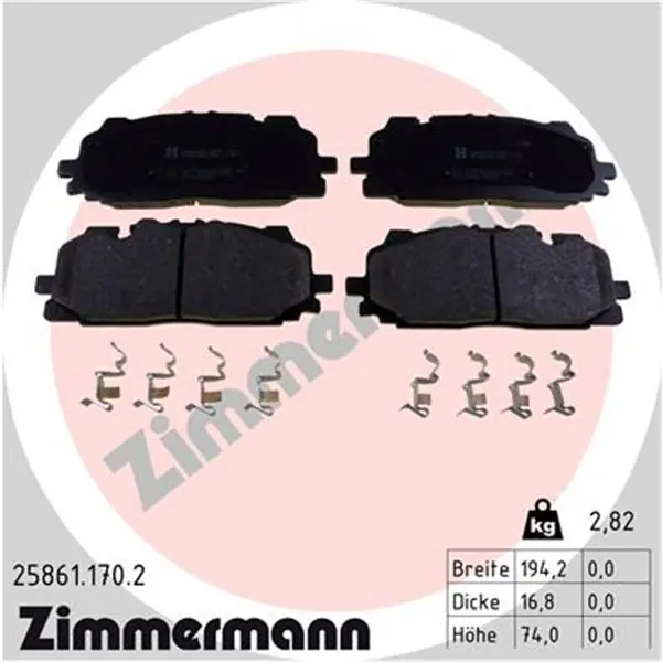 Juego de pastillas de freno ZIMMERMANN 258611702 Artesanal