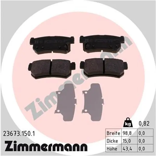 Juego de pastillas de freno ZIMMERMANN 236731501 Última Versión