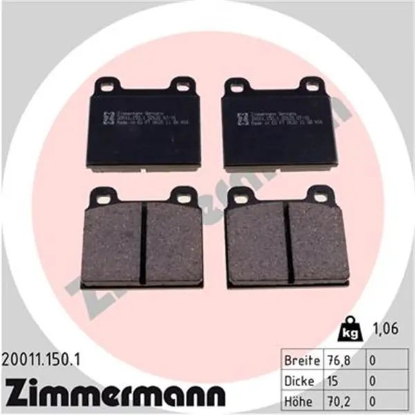 Envío Gratis Juego de pastillas de freno ZIMMERMANN 200111501