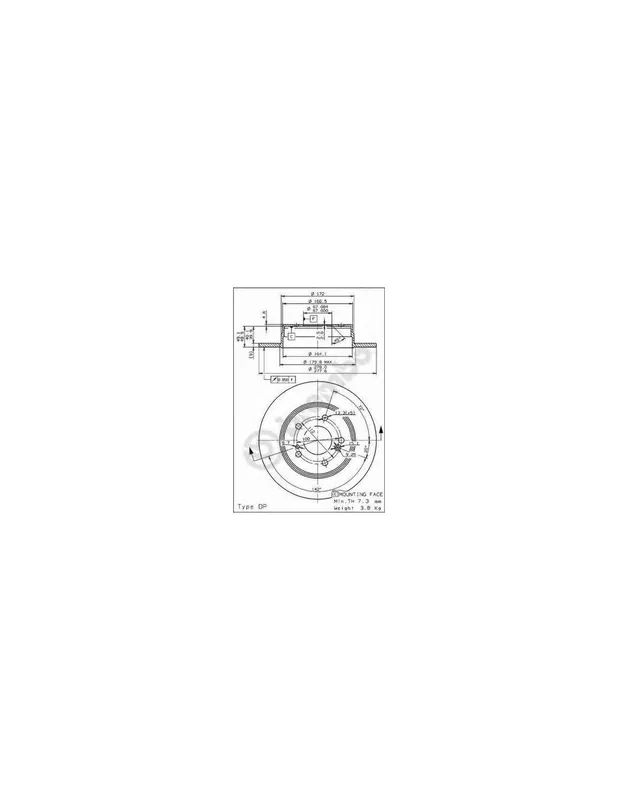 Última Oportunidad DISCO DE FRENO 2 UNID. X CAJA 08.5178.30 BREMBO - MERCEDES-BENZ CLK Descapotable (A208) - Eje trasero