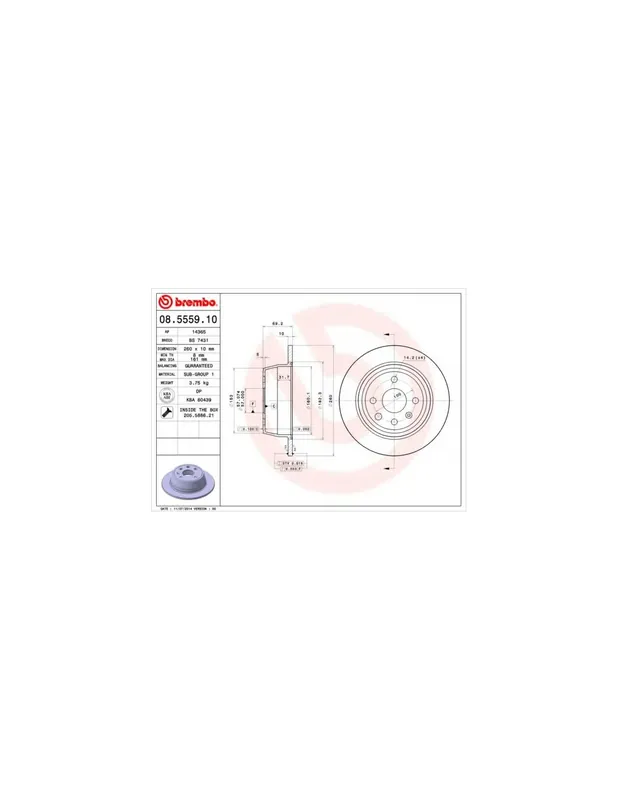 A Buen Precio DISCO DE FRENO 2 UNID. X CAJA 08.5559.10 BREMBO - OPEL ASTRA F Fastback (53_, 54_, 58_, 59_) - Eje trasero