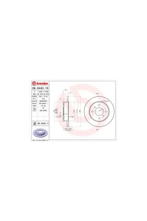 Certificado DISCO DE FRENO 2 UNID. X CAJA 08.5443.10 BREMBO - NISSAN SENTRA II (N16) - Eje trasero