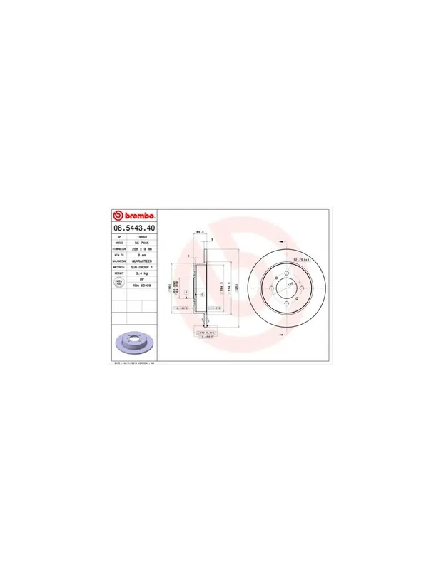 Barato DISCO DE FRENO 2 UNID. X CAJA 08.5443.40 BREMBO - NISSAN PULSAR III Fastback (N14) - Eje trasero