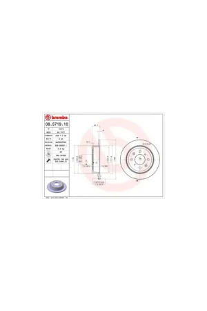 Stock Limitado DISCO DE FRENO 2 UNID. X CAJA 08.5719.10 BREMBO - HONDA CIVIC Mk IV Sedán (EG, EH) - Eje trasero