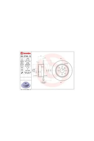 Alta Calidad DISCO DE FRENO 2 UNID. X CAJA 08.5748.10 BREMBO - OPEL VECTRA A Fastback (88_, 89_) - Eje trasero