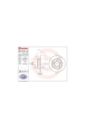 Stock Limitado DISCO DE FRENO 2 UNID. X CAJA 08.5775.10 BREMBO - AUDI 5000 Ranchera familiar (44, 44Q, C3) - Eje trasero