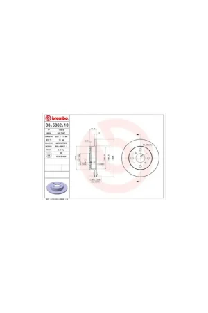 Venta Final DISCO DE FRENO 2 UNID. X CAJA 08.5862.10 BREMBO - TOYOTA STARLET (_P7_) - Eje delantero