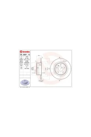 Artesanal DISCO DE FRENO 2 UNID. X CAJA 08.5891.10 BREMBO - OPEL OMEGA B Ranchera familiar (21_, 22_, 23_) - Eje trasero