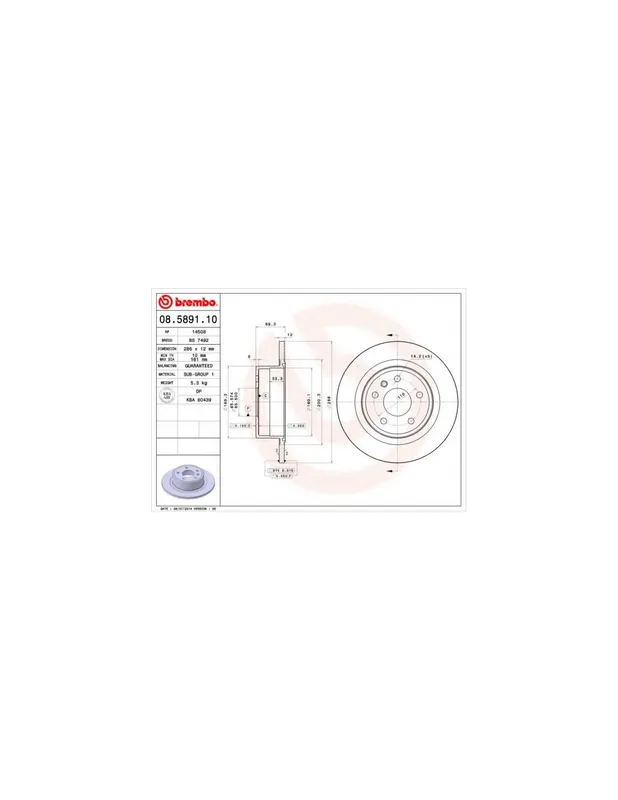 Artesanal DISCO DE FRENO 2 UNID. X CAJA 08.5891.10 BREMBO - OPEL OMEGA B Ranchera familiar (21_, 22_, 23_) - Eje trasero