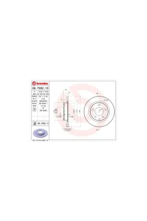 Última Versión DISCO DE FRENO 2 UNID. X CAJA 08.7352.10 BREMBO - MAZDA CRONOS IV (GE) - Eje trasero
