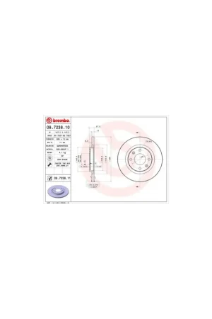 Alta Calidad DISCO DE FRENO 2 UNID. X CAJA 08.7238.10 BREMBO - CITROËN C3 I (FC_) - Eje delantero