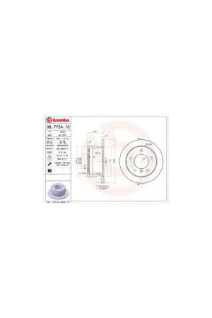 Solo Por Tiempo Limitado DISCO DE FRENO 1 UNID. X CAJA 08.7724.10 BREMBO - MERCEDES-BENZ SPRINTER 2-t Furgón (901, 902) - Eje trasero