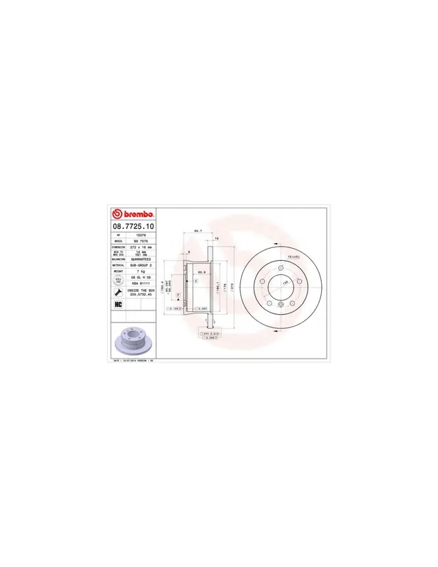Última Oportunidad DISCO DE FRENO 1 UNID. X CAJA 08.7725.10 BREMBO - MERCEDES-BENZ CLASE G (W463) - Eje trasero